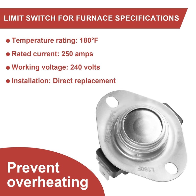 uhzz 7624A3591 Furnace Limit Switch, Compatible with Coleman Furnace Replacement Limit Switch, for Coleman and York Furnace, Limit Switch for Furnace L180F - Image 5